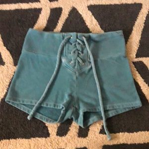 Teal lace up shorts
